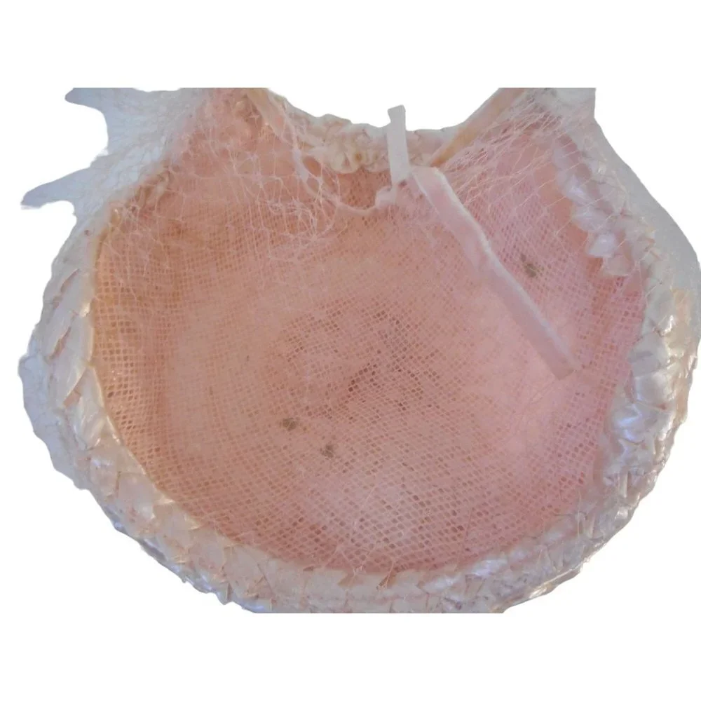 Vintage Womens Pink Juliet  hat w/ netting and bows woven design 1950s - Picture 7 of 7